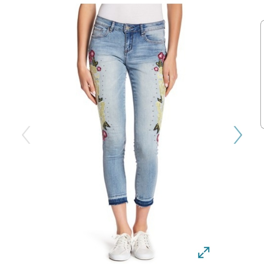 William Rast Embroidered floral skinny ankle Jeans